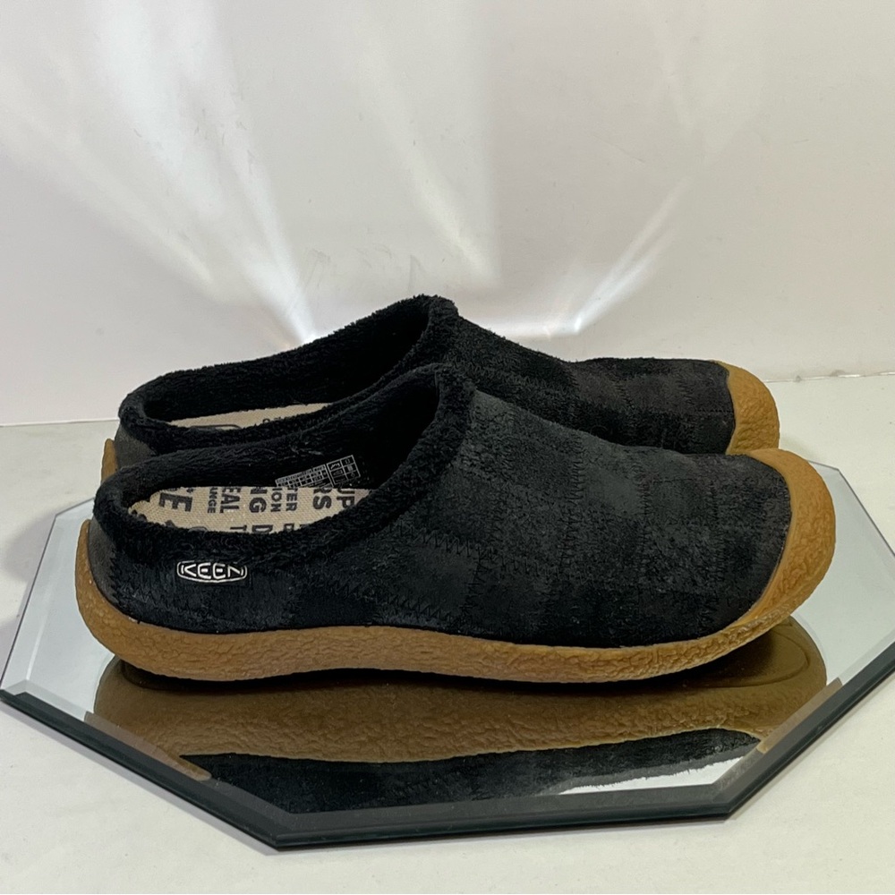 Keen Black Slip-On Howser Mules with Brown Soles